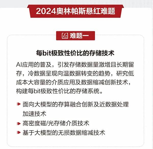 华为悬赏300万向全球求解AI时代存储技术难题